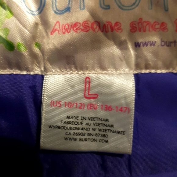 Burton girls 10/12 Large purple, yellow & white warm winter jacket - Picture 4 of 9